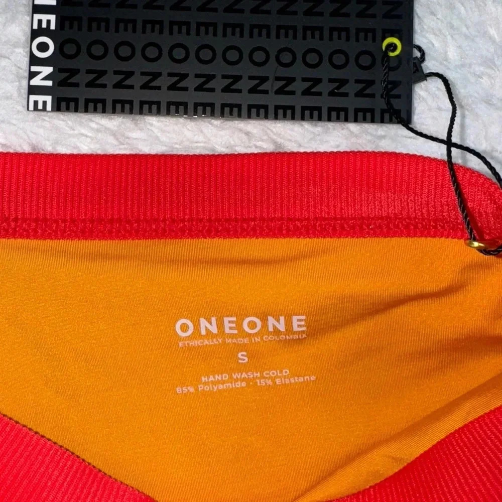 NWT OneOne Swimwear Cairo Shorts Orange Red 2024 New Mini Booty Cute Ribbed - Picture 3 of 6